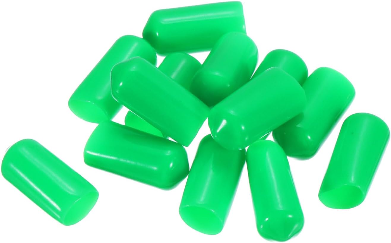 uxcell 20pcs Rubber End Caps 9mm ID Vinyl PVC Round Tube Bolt Cap Cover Screw Thread Protectors Green