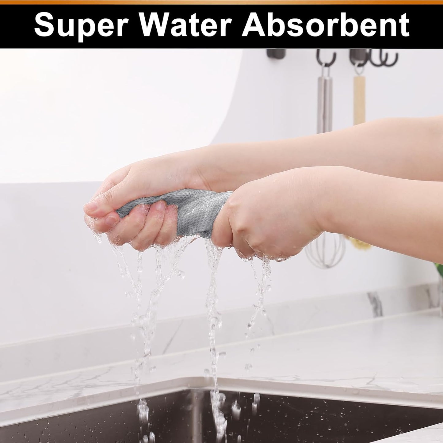 Homaxy 100% Cotton Waffle Weave Dish Cloths - 8 Pack Soft and Absorbent Dish Towels - 12 x 12 Inches Quick Dry Dish Rags - Light Grey