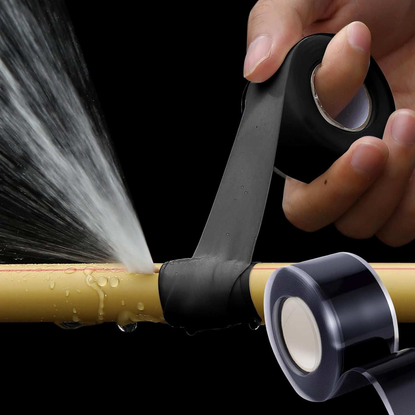 Self Fusing Silicone Tape 4 Rolls 1 in x 10' Black Waterproof Rescue Tape Rubber Leak Silicone Self-amalgamating Tape for Plumbing, Sealing Pipes, Hose Repair, Outdoor Coax and Tool Fixation