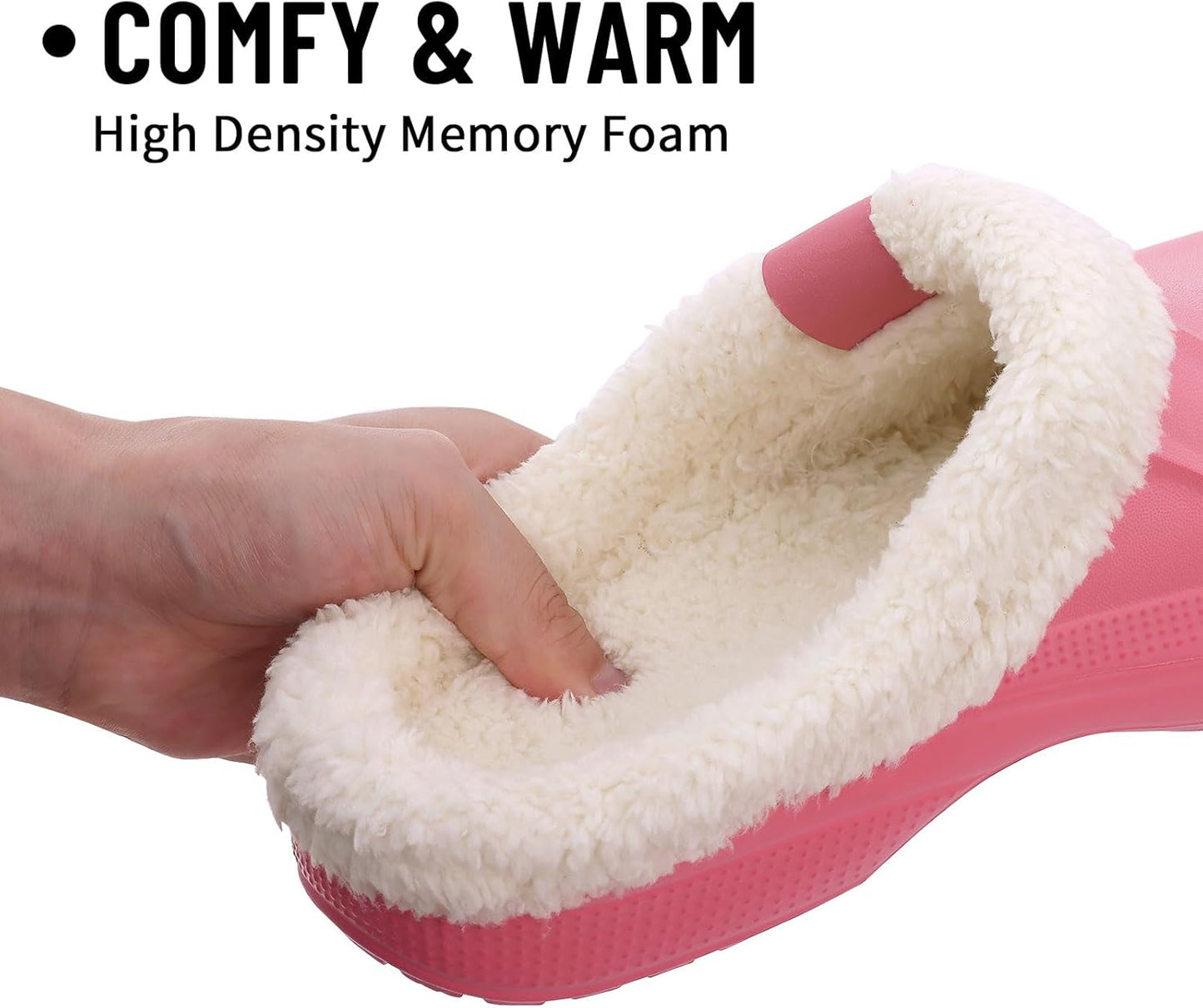 Beslip Classic Fur Lined Clogs Waterproof Winter Fuzzy Slippers for Women Men Indoor and Outdoor