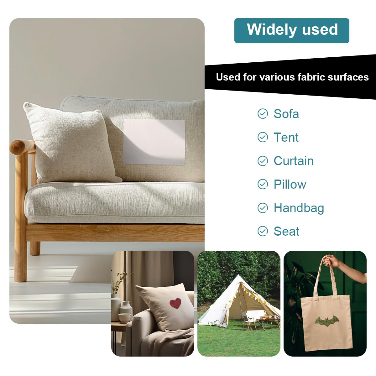 J.CARP 2Pcs Linen Repair Patches, Large Self-Adhesive Fabric Patch for Sofas, Couch, Furniture, Car Seats (8 * 11 inches-2PCS Beige)