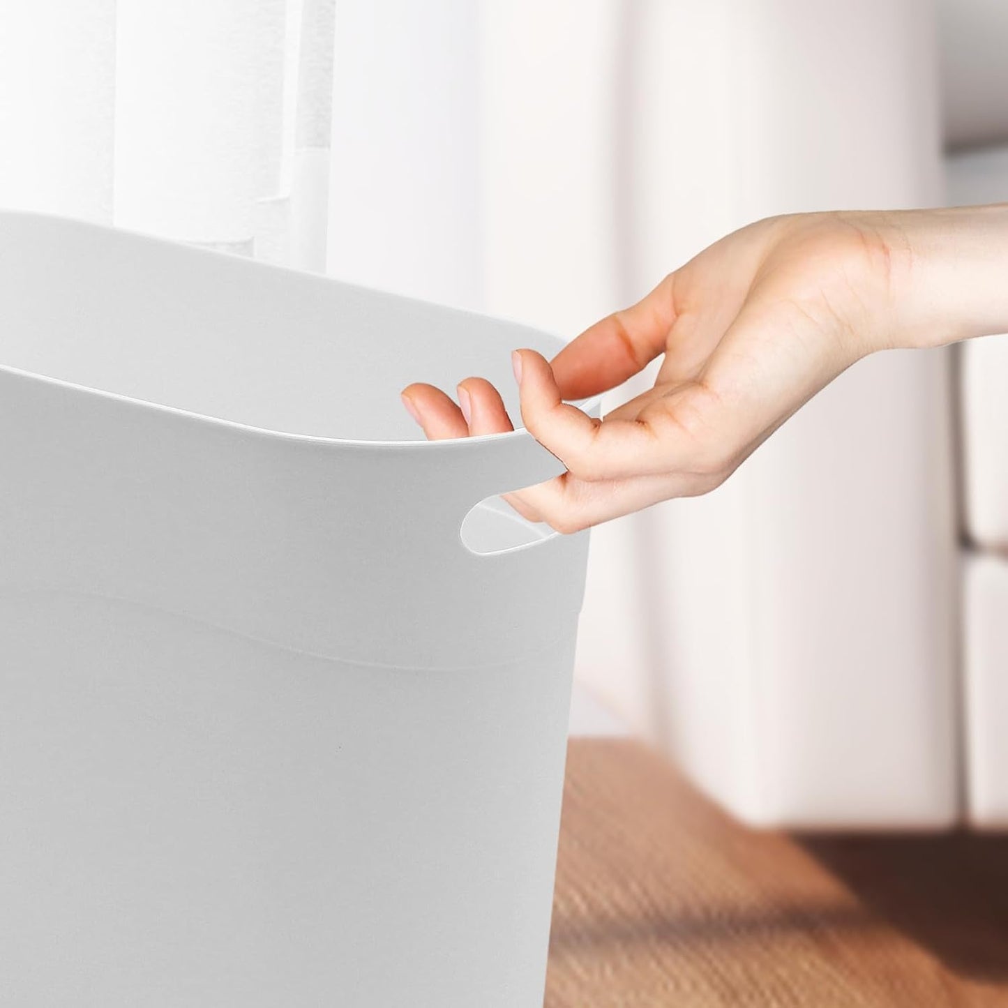 2 Pack 3.2 Gallon Plastic Trash Cans for Bathroom, Small Waste Bins with Handles, Compact Garbage Containers for Narrow Spaces, Recycle Wastebaskets for Office, Kitchen, Bedroom, Living Room (white)