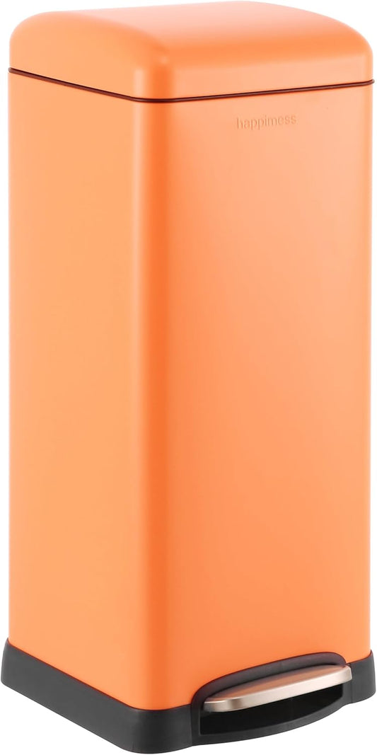 happimess HPM1007G Betty Retro 8-Gallon Step-Open Trash Can, Fingerprint Resistant, Modern, Minimalistic for Home, Kitchen, Laundry Room, Office, Bedroom, Bathroom, Carrot Cake