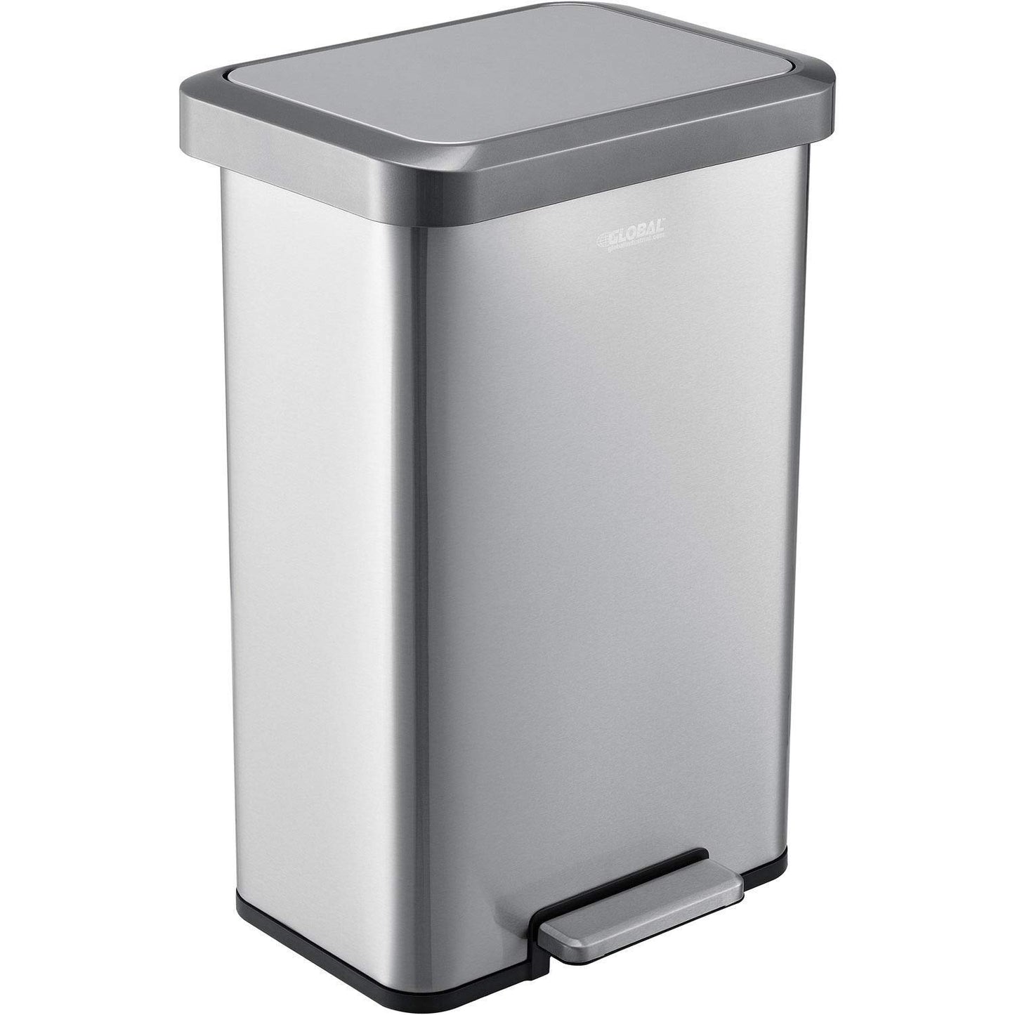 Global Industrial 12 Gallon Stainless Steel Trash Can, Rectangular Step-On