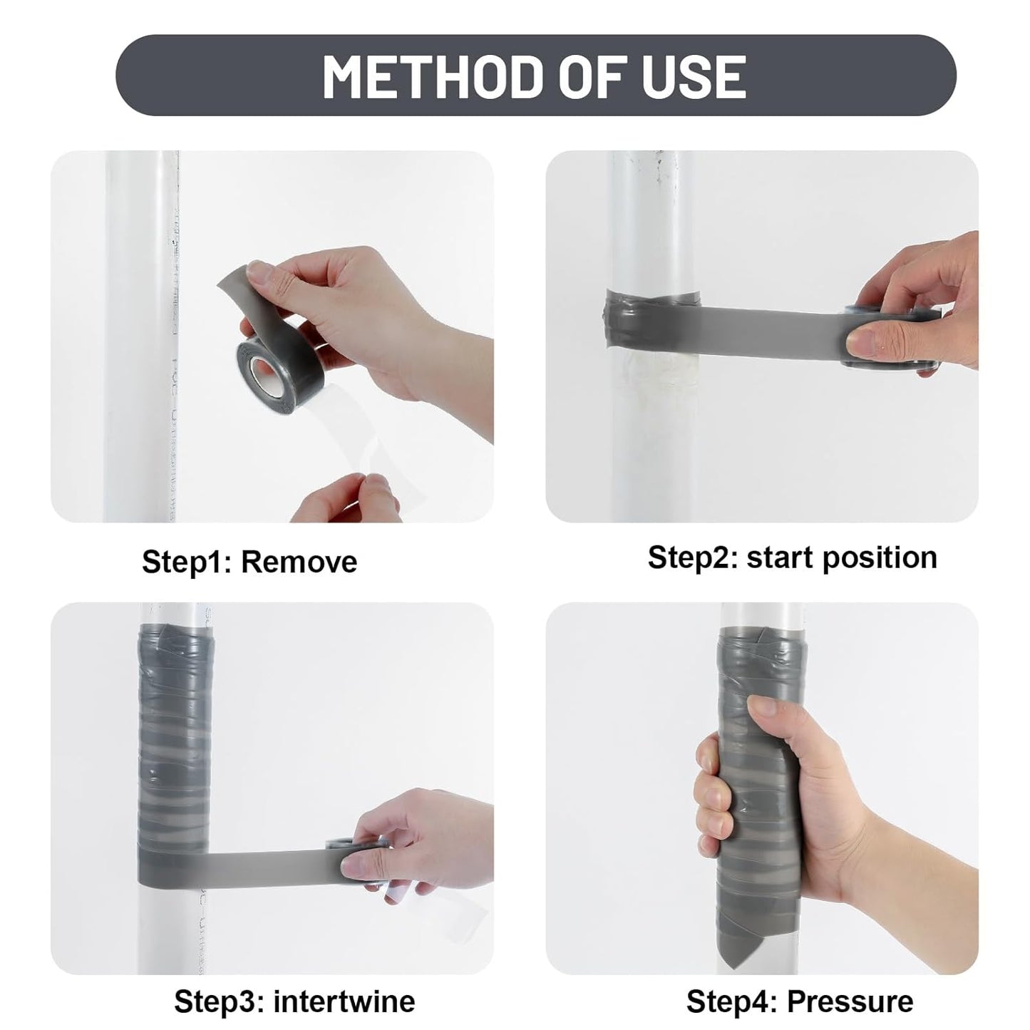 Self Fusing Silicone Tape 2 Rolls 1 in x 10' Grey Waterproof Rescue Tape Rubber Leak Silicone Self-amalgamating Tape for Plumbing, Sealing Pipes, Hose Repair, Outdoor Coax and Tool Fixation