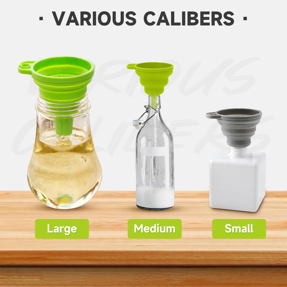 6 PC Kitchen Funnel Set, 2025 New Funnels for Kitchen Use Filling Bottles, Silicone Funnel Collapsible, Kitche Funnels Set of 3, Kitche Funne for Liquid Transfer Filling Bottles (Style C)