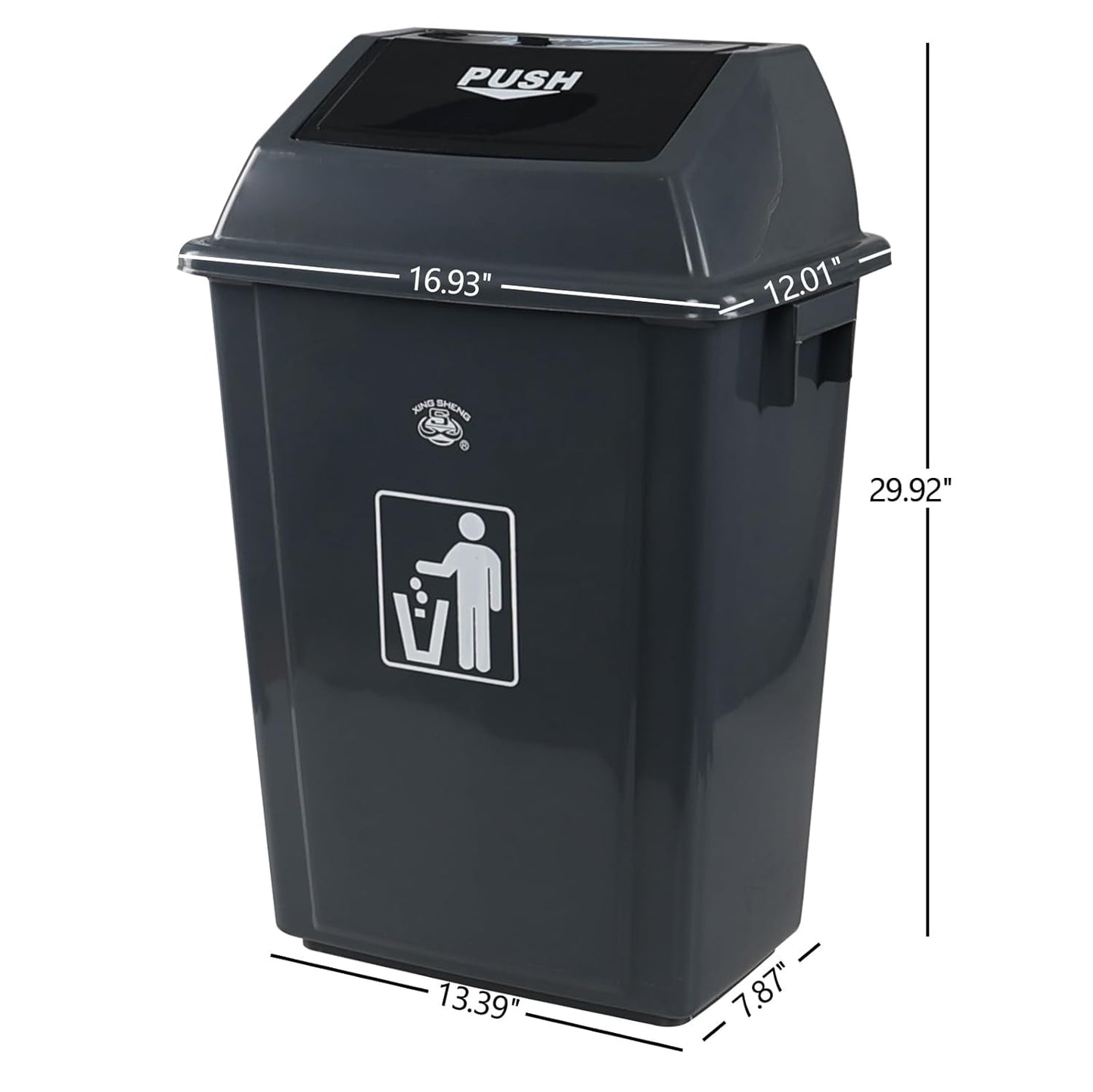 18 Gallon Tall Plastic Trash Can with Swing Lid, 4 Pack Gray Large Kitchen Garbage Bins