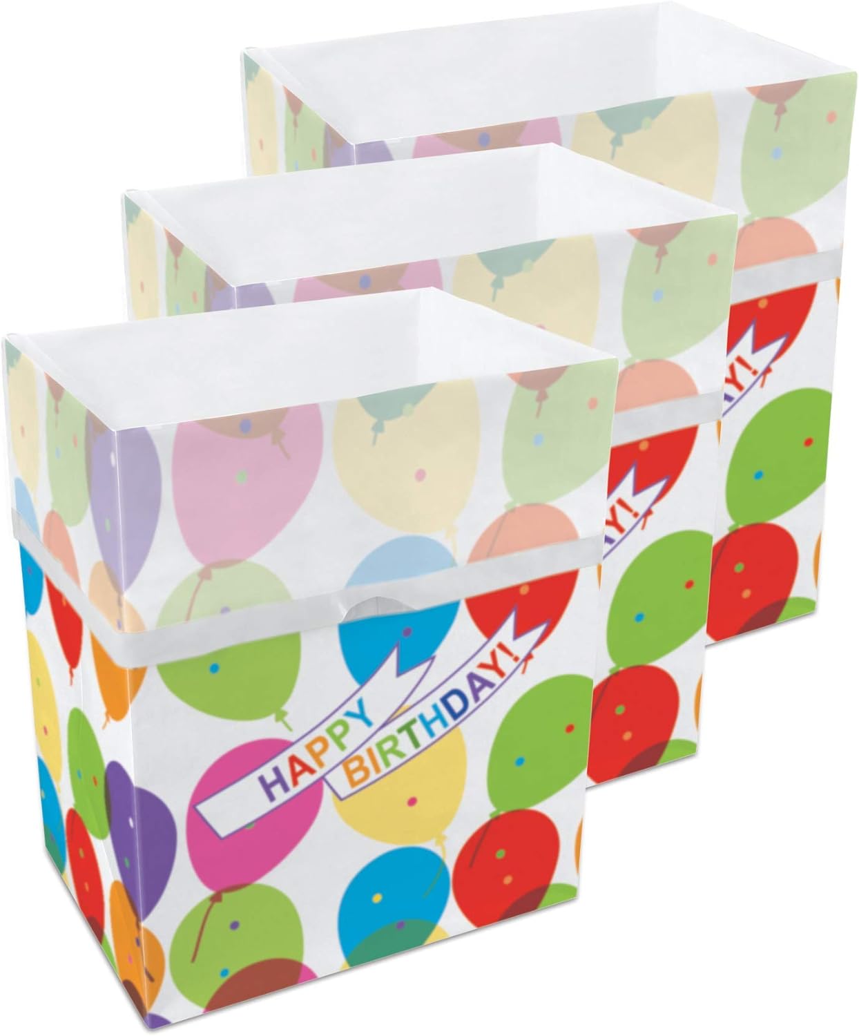 13 Gallon Disposable Pop-Up Trash Cans (3-Pack) with Fitted Bags – Foldable Garbage & Recycling Bins for Parties, Events & Kitchen (Birthday, 17" H x 13.5" W x 10" D)