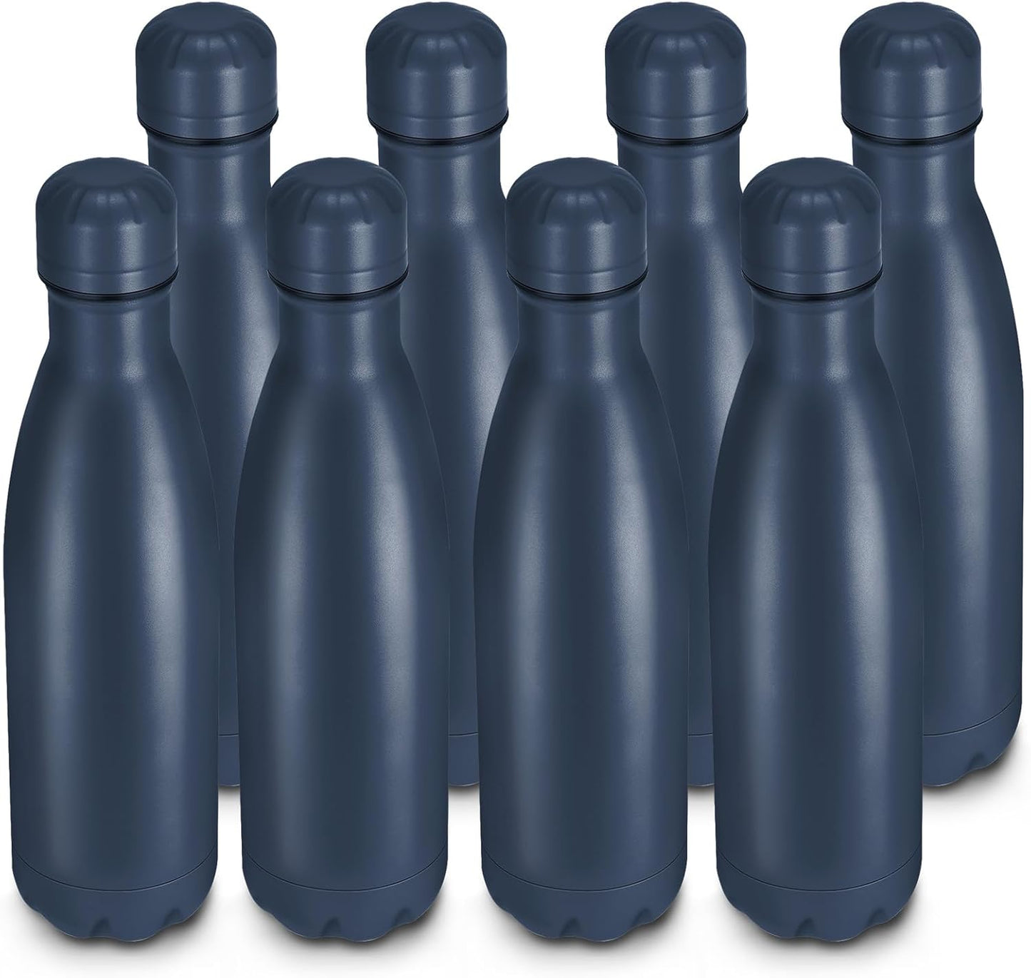 17oz Cola-Bottle Shaped Stainless Steel Leak-proof Water Bottle,Double Wall Vacuum Insulated Metal,Travel Mug For Sports Indoors & Outdoors,BPA-Free School Kids Flasks,Navy(8Pack)