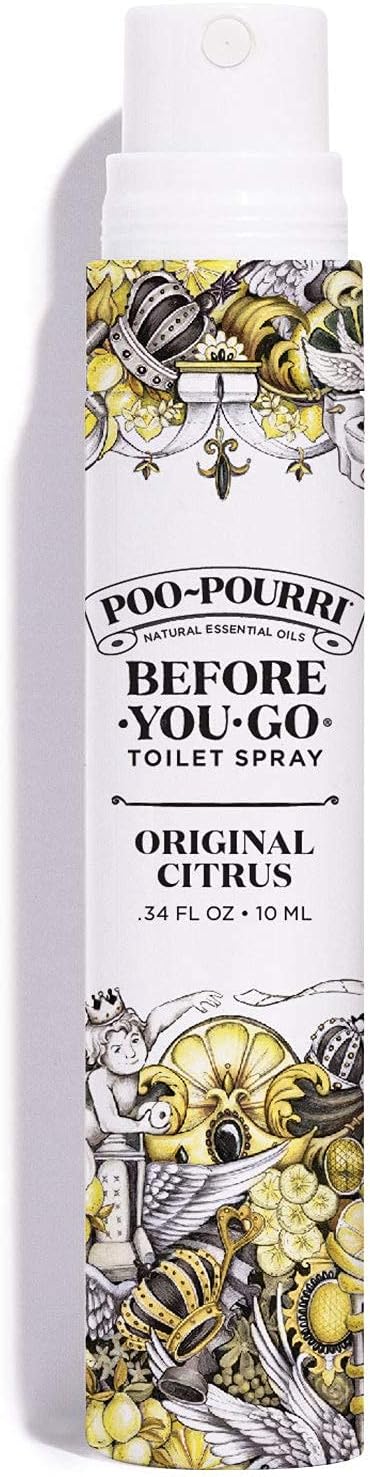 Poo-Pourri Before-You-Go In a Pinch Toilet Spray, Travel Essentials, Original Citrus .34 Fl Oz, Up to 20 Uses, On-The-Go Bathroom Odor Deodorizer with Essential Oils, TSA Approved Size, Lemon Bergamot