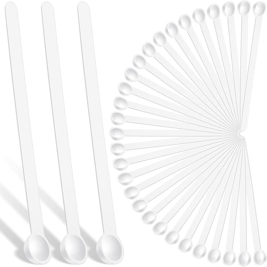 Honeydak 1/32 Teaspoon Micro Scoops 150 Milligram Mini Measuring Spoons Tiny Little Plastic Scoop for Measuring Cosmetics, Powders, Glitter and Seasoning(White, 32 Pieces)