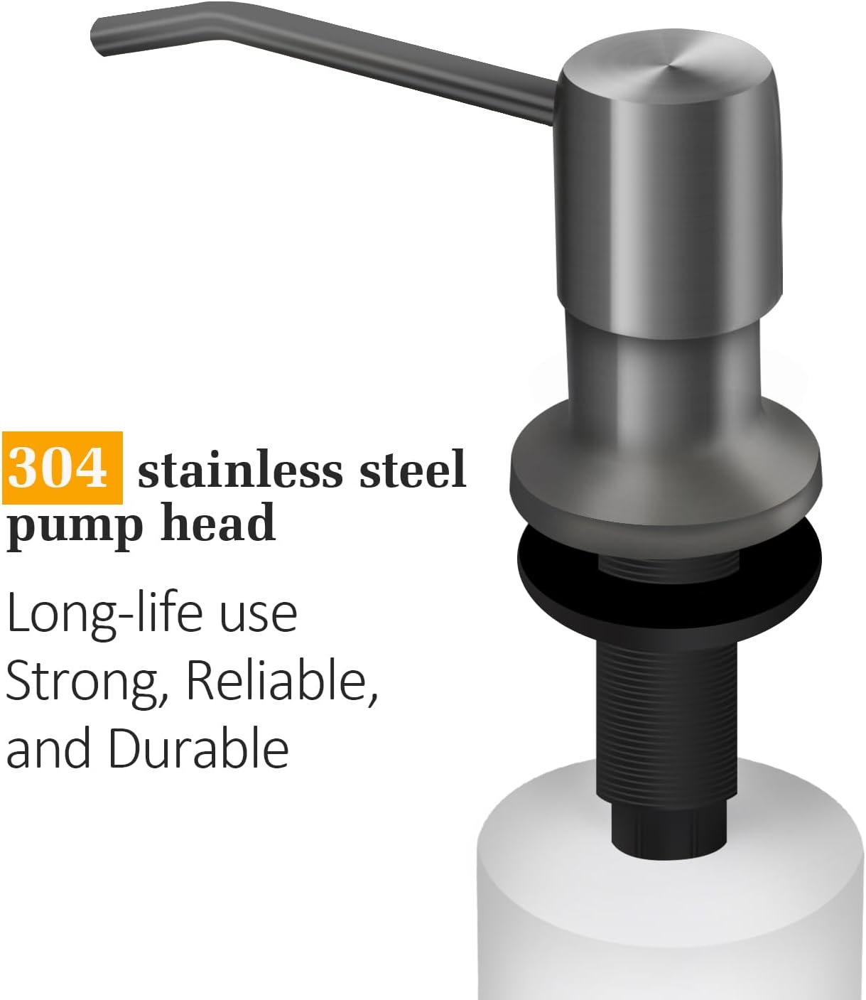 Soap Dispenser for Kitchen Sink, Built in Sink Soap Dispenser Lotion Dispenser with 17 OZ Bottle, Refill from The Top Bar Sink Soap Dispenser, Gray