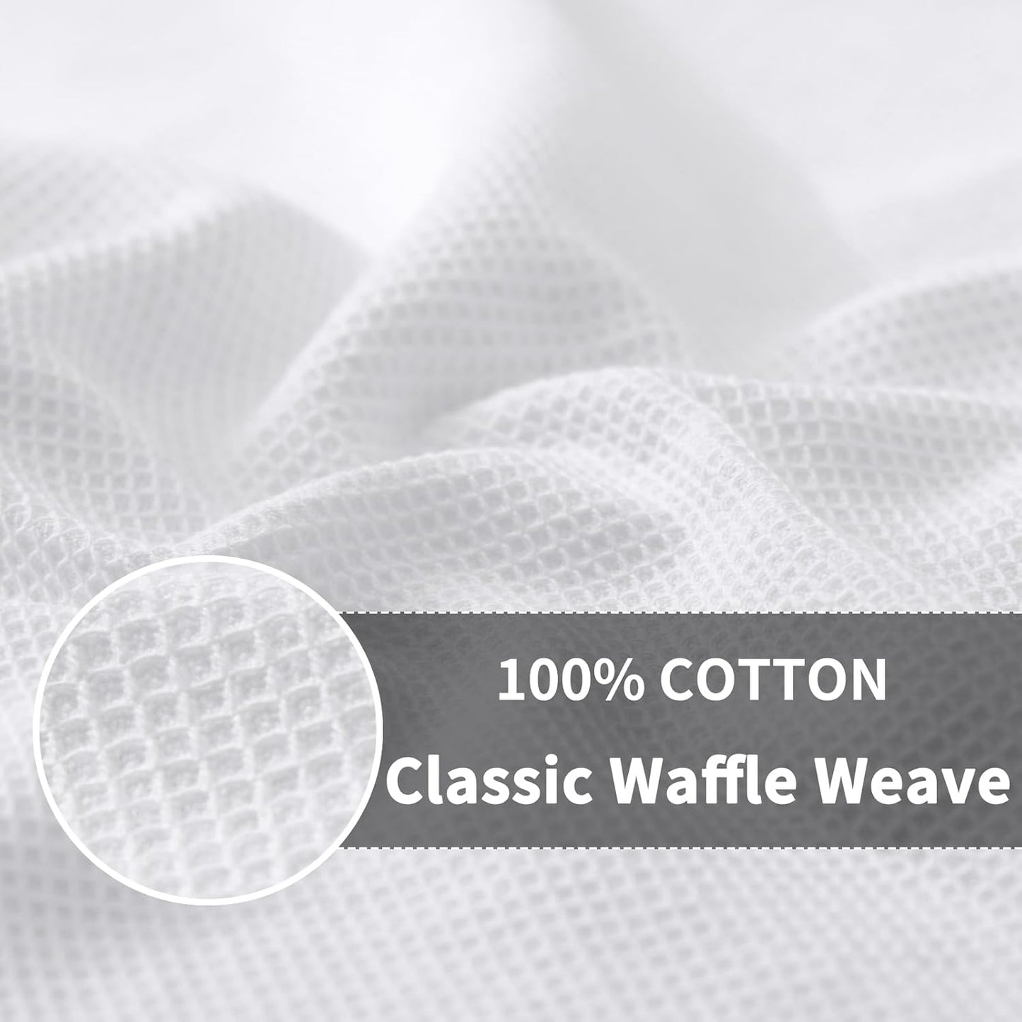 Homaxy 100% Cotton Waffle Weave Kitchen Towels - 8 Pack Soft and Absorbent Dish Towels - 16 x 26 Inches Quick Dry Hand Towels - White