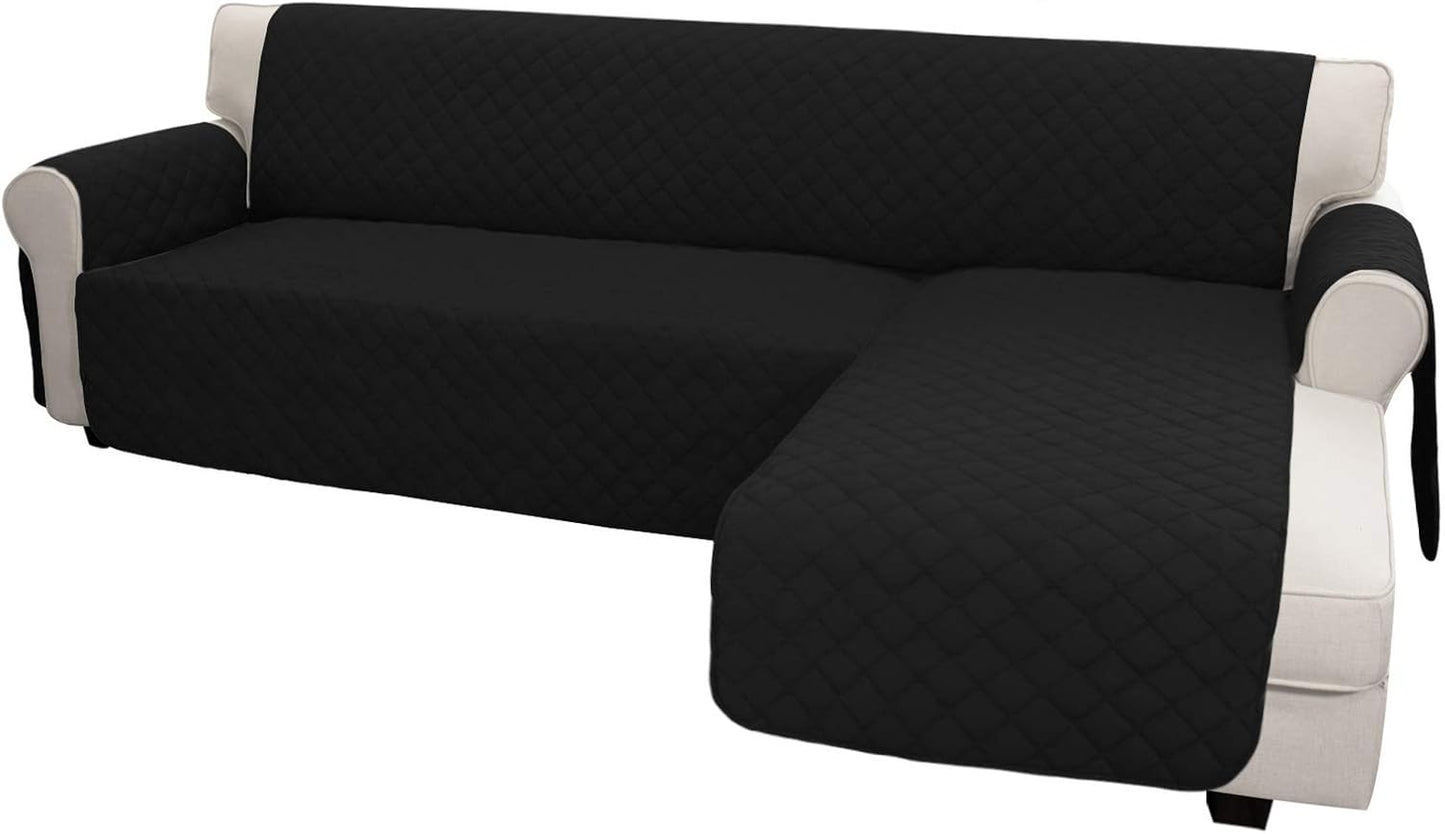 Easy-Going L Shape Sofa Cover - Chaise Lounge Slip Cover Reversible Sofa Protector for Pets, Kids & Furniture (X-Large, Black/Black)