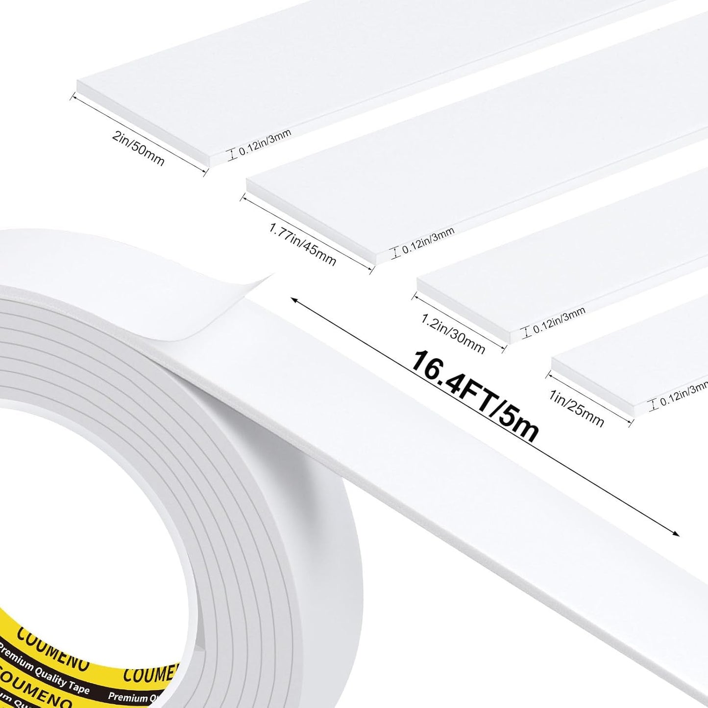 Single-Sided EVA Foam Tape, Single-Sided Sealing Strip Foam Pad Sponge Tape,Self-Adhesive Insulation Sealing Tape (White) 1inX16.4FT