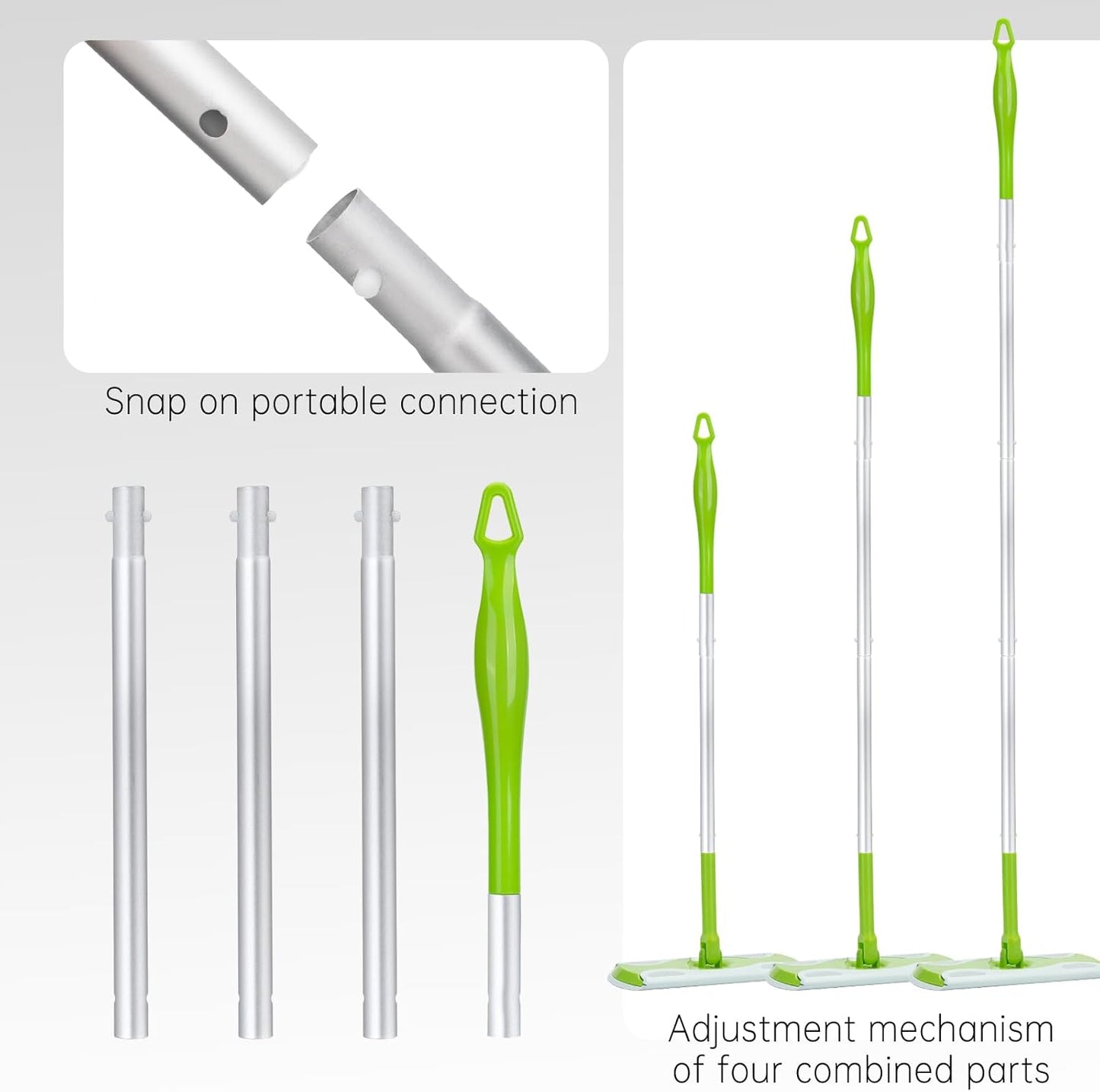 Mop Handle Compatible with Swiffer, Detachable Green Extra Long Mop Handle for Swiffer