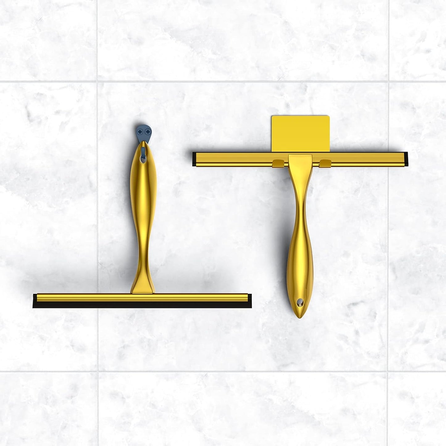 Shower Squeegee for Glass Door 12-Inch Stainless Steel Bathroom Squeegee Window Wiper, 100% Streak-Free, Includes Shower Door Hook and Adhesive Hook, for Window Mirror Tiles Car All-Purpose Squeegee