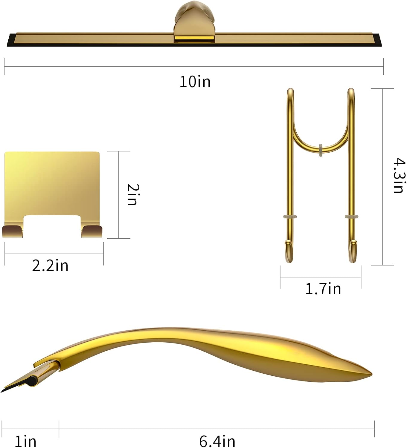 Shower Squeegee and Window Squeegee, Stainless Steel, 100% Streak-Free, Cleaner for Bathroom Showers Glass Doors, Home Mirrors, Car Windows Wiper, Adhesive Holder, Shower Door Hook, 10 Inch, Gold