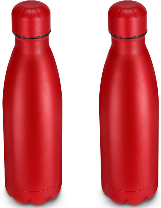 25oz Cola-Bottle Shaped Stainless Steel Leak-proof Water Bottle,Double Wall Vacuum Insulated Metal,Travel Mug For Sports Indoors & Outdoors,BPA-Free School Kids Flasks,Red(2 Pack)