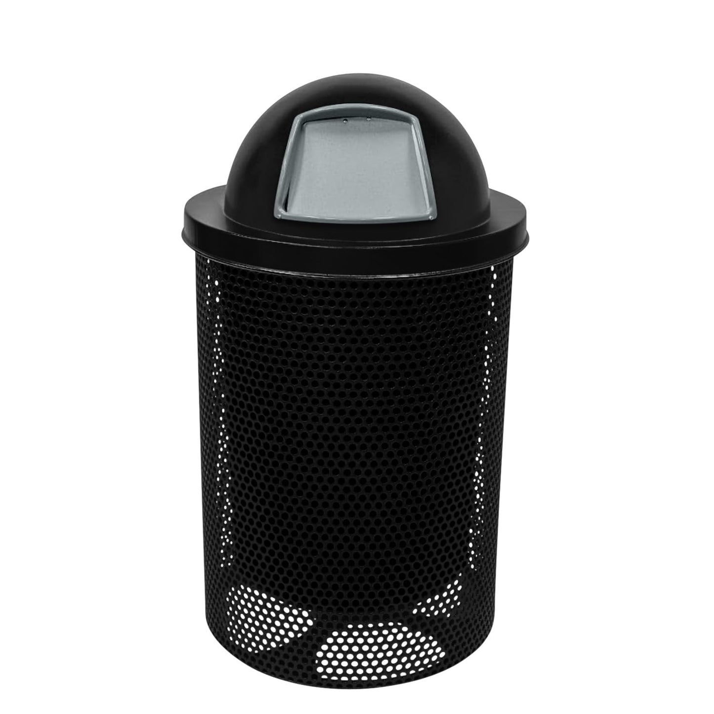 COATEDOUTDOORFURNITURE RDT-P-TXTBLK Heavy Duty Round Trash Receptacle with Dome Top, Liner Included, 32 Gallon, Textured Black, Made in America