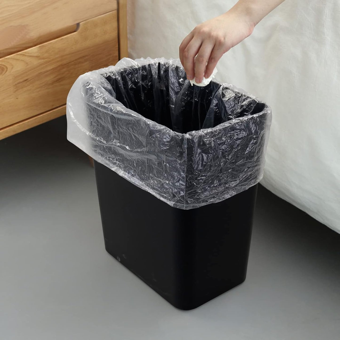 3-Pack Black 4.5 Gallon Trash Can Wastebasket, Garbage Container Bin