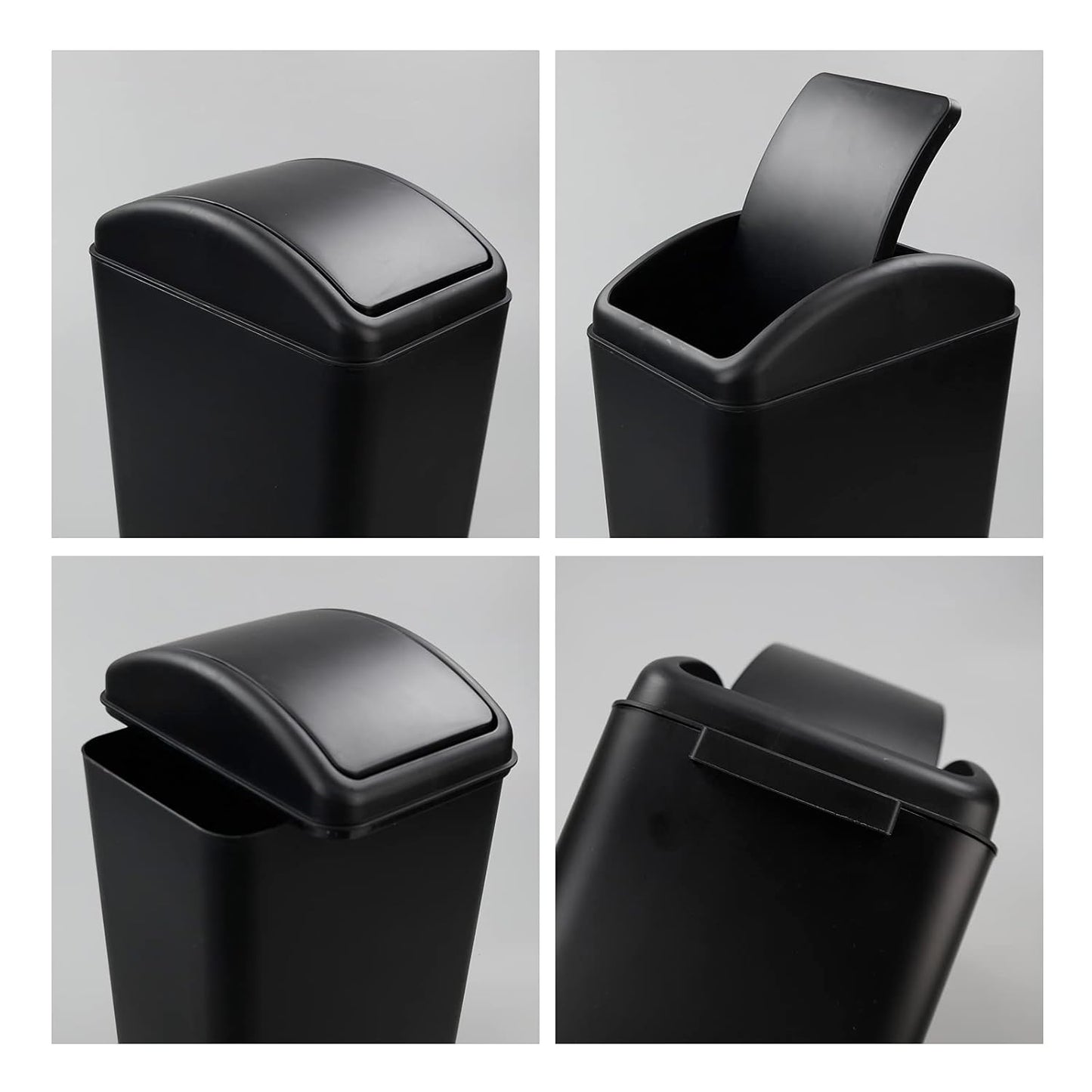 4.2 Gallon Plastic Trash Can with Swing Lid, Swing Top Garbage Can, Black