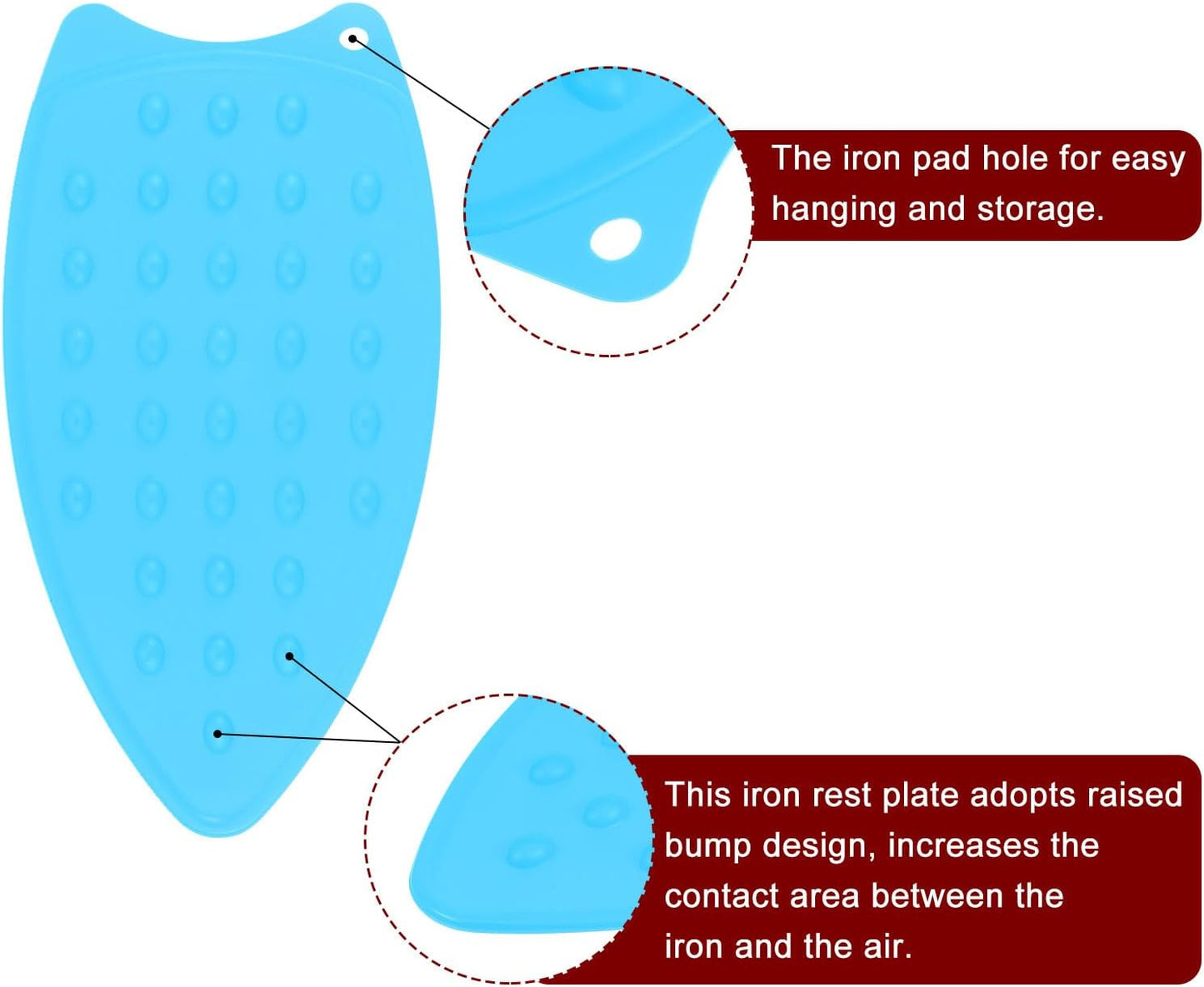 HARFINGTON 2pcs Silicone Iron Rest Pad, Multipurpose Iron Hot Resistant Mat Iron Rest Plate for Ironing Board Hot Heat Resistant Steam Compact Mat, Blue