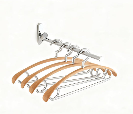 Wall Mounted Drying Rack, NEWRAIN Stainless Steel Folding Laundry Hanging Rack, Chrome Swivel Space Saving Clothes Hanger Rack for Bedroom Bathroom Laundry