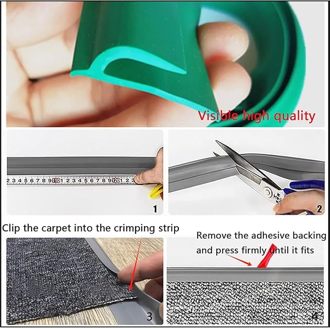 Self Adhesive Carpet Transition Strip with Edge Trim, Designed for Seamless Transitions from Carpet to Tile or Vinyl Floors, Perfect for Doorways.(Brown,10ft)