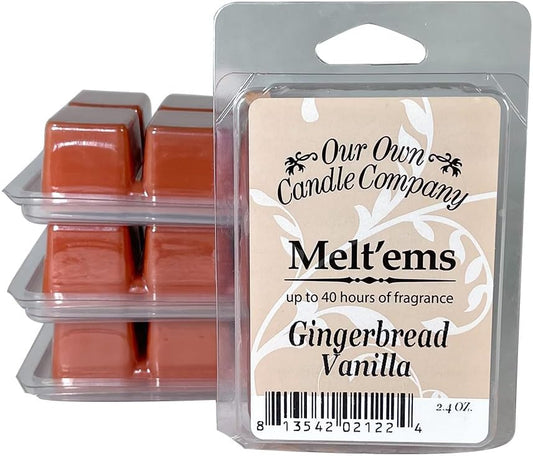 Our Own Candle Company Premium Wax Melt, Gingerbread Vanilla Scent, 6 Cubes, 2.4 oz (4 Pack)