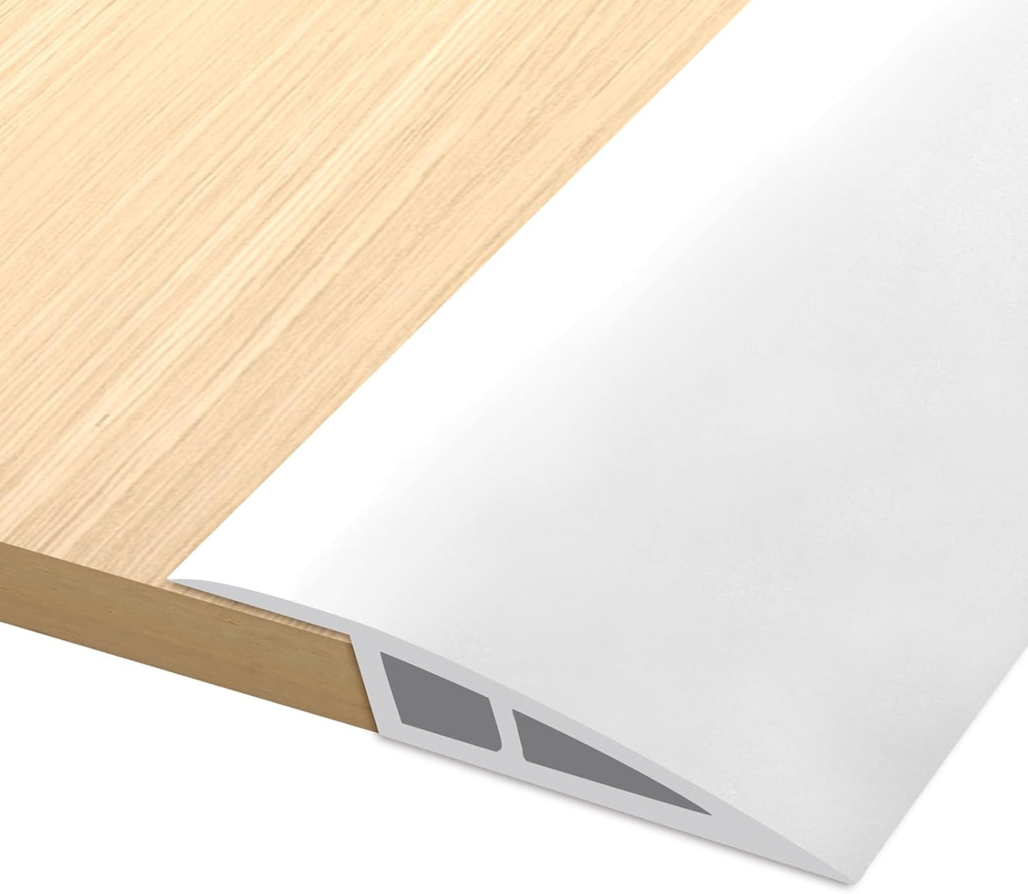 Vinyl Door Threshold Flooring Transition Strip Self Adhesive Carpet Edging Strip for Laminate Doorway Edge Threshold from 3/5" to 4/5" (White, 10 Ft)