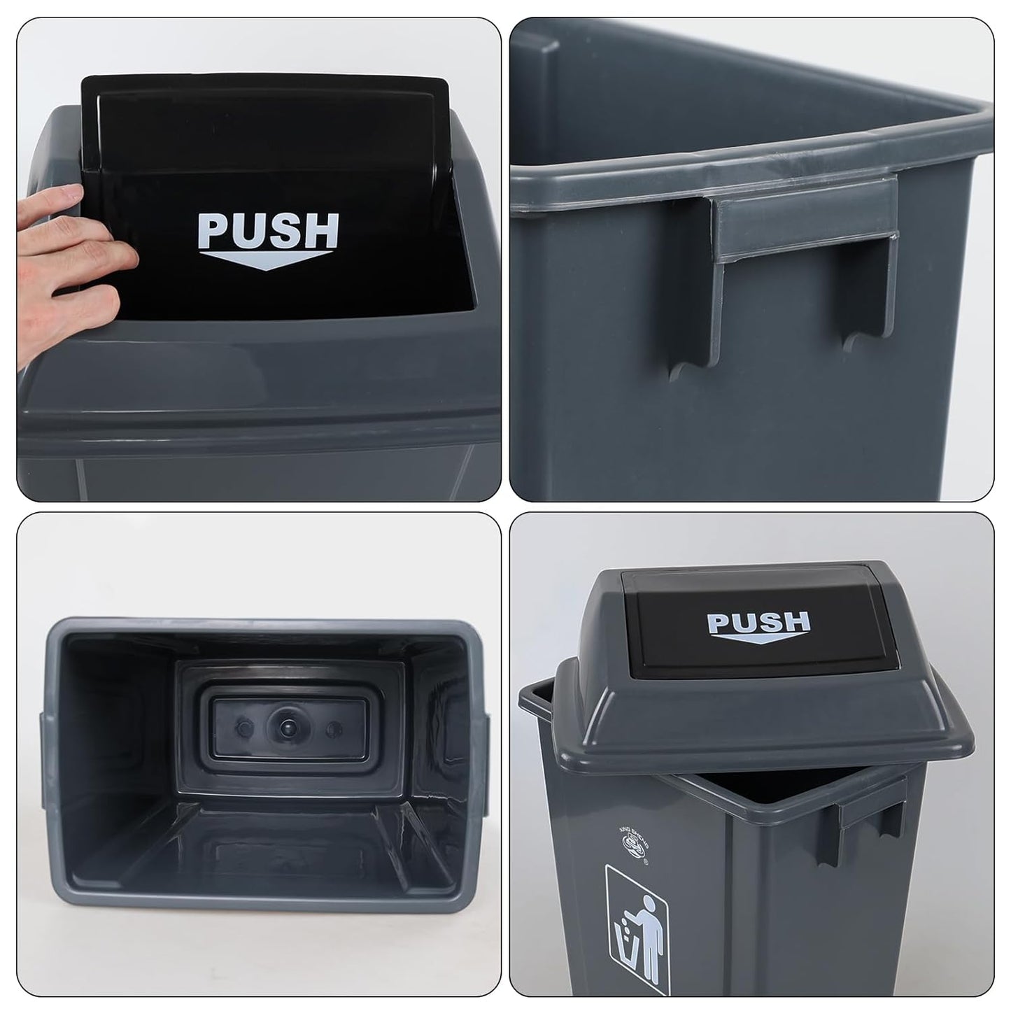 Morcte 6 Gallon Small Kitchen Trash Can with Swing Top, 4 Pack Plastic Waste Basket with Swing Lid, Gray