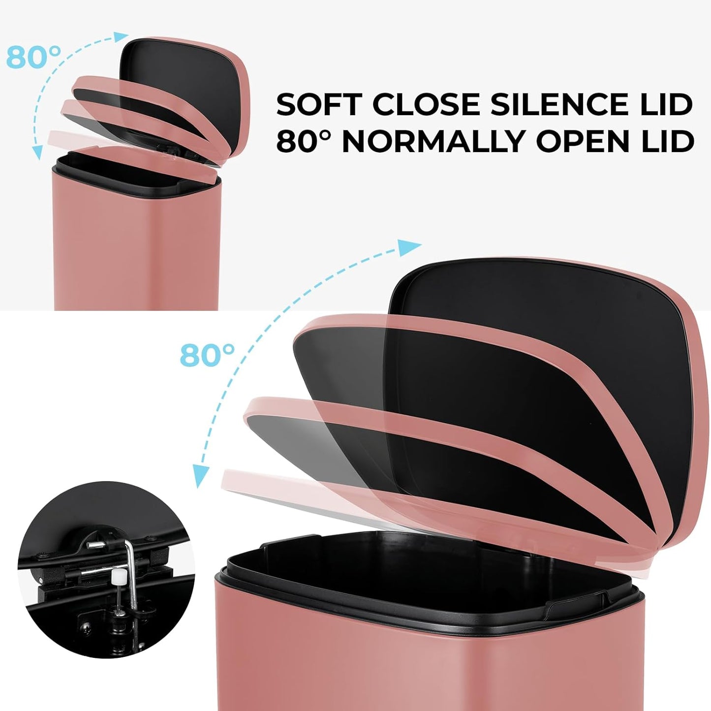 8 Gal Kitchen Trash Can, 30L Recycling or Garbage Bin, Brushed Stainless Steel Waste Basket, Soft&Quiet Close Dustbin, with Step-On Pedal, Removable Inner Bucket, for Home, Office, Living Room