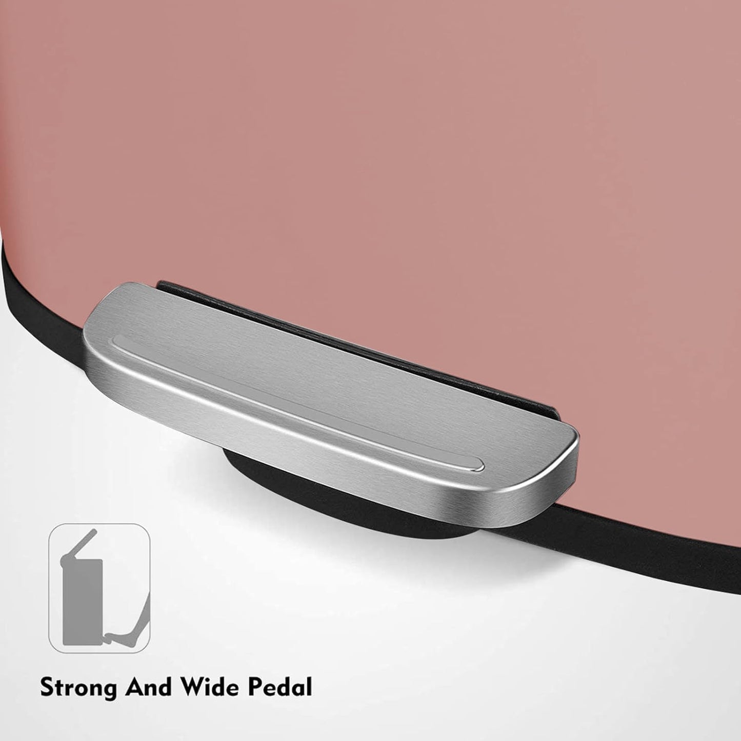 AthLike Trash Can, Stainless Steel Kitchen Garbage Can, Step Waste Bin with Hinged Lid and Removable Inner Bucket, Soft-Close, Dustbin for Bathroom Bedroom Living Room Home (Pink, 8 Gal)