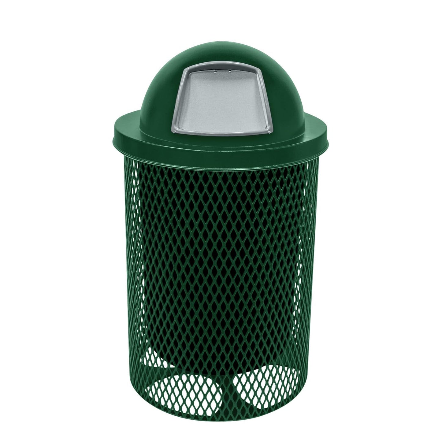 COATEDOUTDOORFURNITURE RDT-GRN Heavy Duty 32 Gallon Round Trash Receptacle, Liner Included, Green with Dome Lid, Made in America