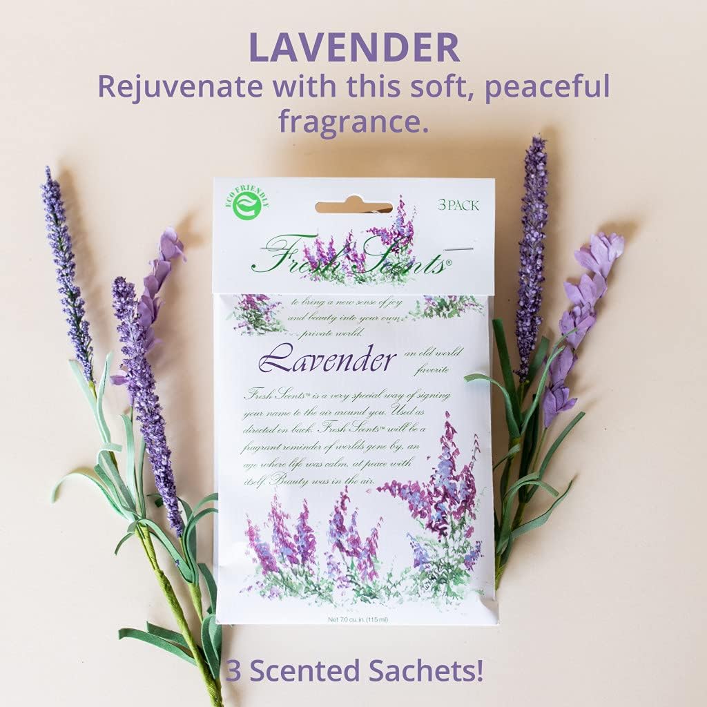 WillowBrook | Fresh Scents Scented Sachet Packet | Lavender | Air Freshener Bags for Drawers, Closets, Cars | 6 Pack | Long Lasting Home Fragrance
