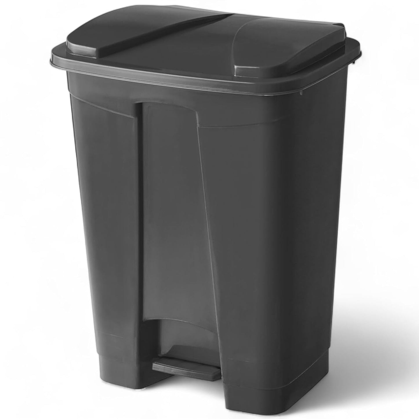PRO&Family Step-On Trash Can with Lid, Plastic Waste Bin, Foot Pedal Operation (Black, 4 Gallon)