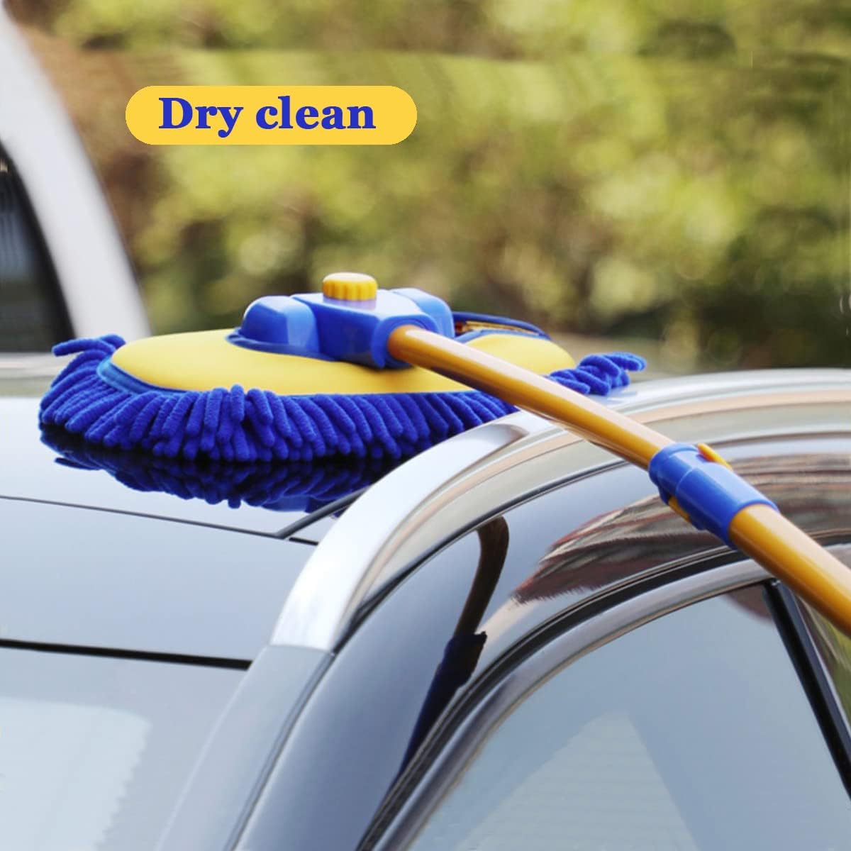 Car Wash Brush with Long Handle, Microfiber Towels Car Wash Kit Cleaning Supplies, Car Wash Mop Mitt with 2 Replacement Head , Extension Pole Car Brush Cleaning Kit for Cars Trucks(Blue)
