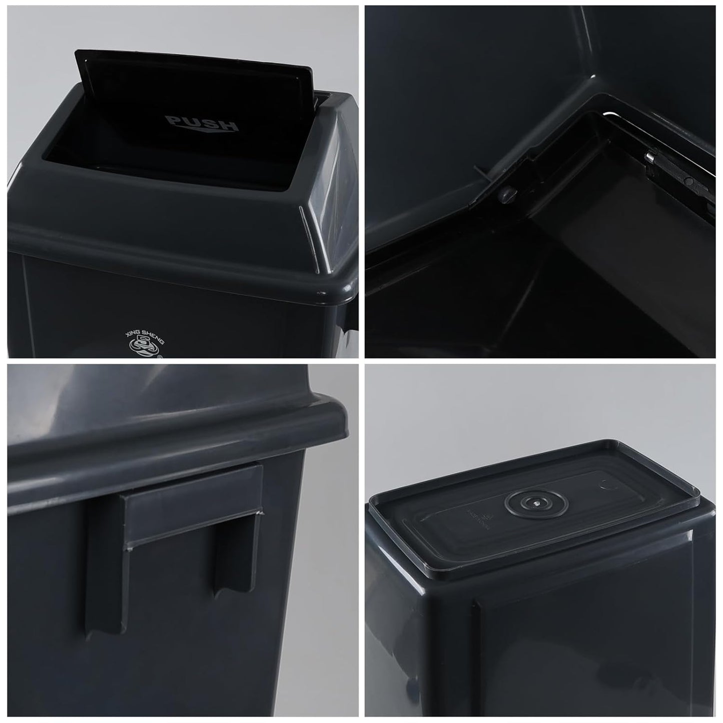 18 Gallon Plastic Trash Can with Swing Lid, 4-Pack Large Kitchen Swing-Top Garbage Can, Grey