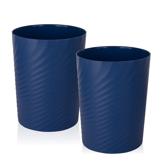 UUJOLY Plastic Small Trash Can Wastebasket, Garbage Container Basket for Bathrooms, Laundry Room, Kitchens, Offices, Kids Rooms, Dorms, (Navy Blue, 1.8 Gallon/2 Pack)