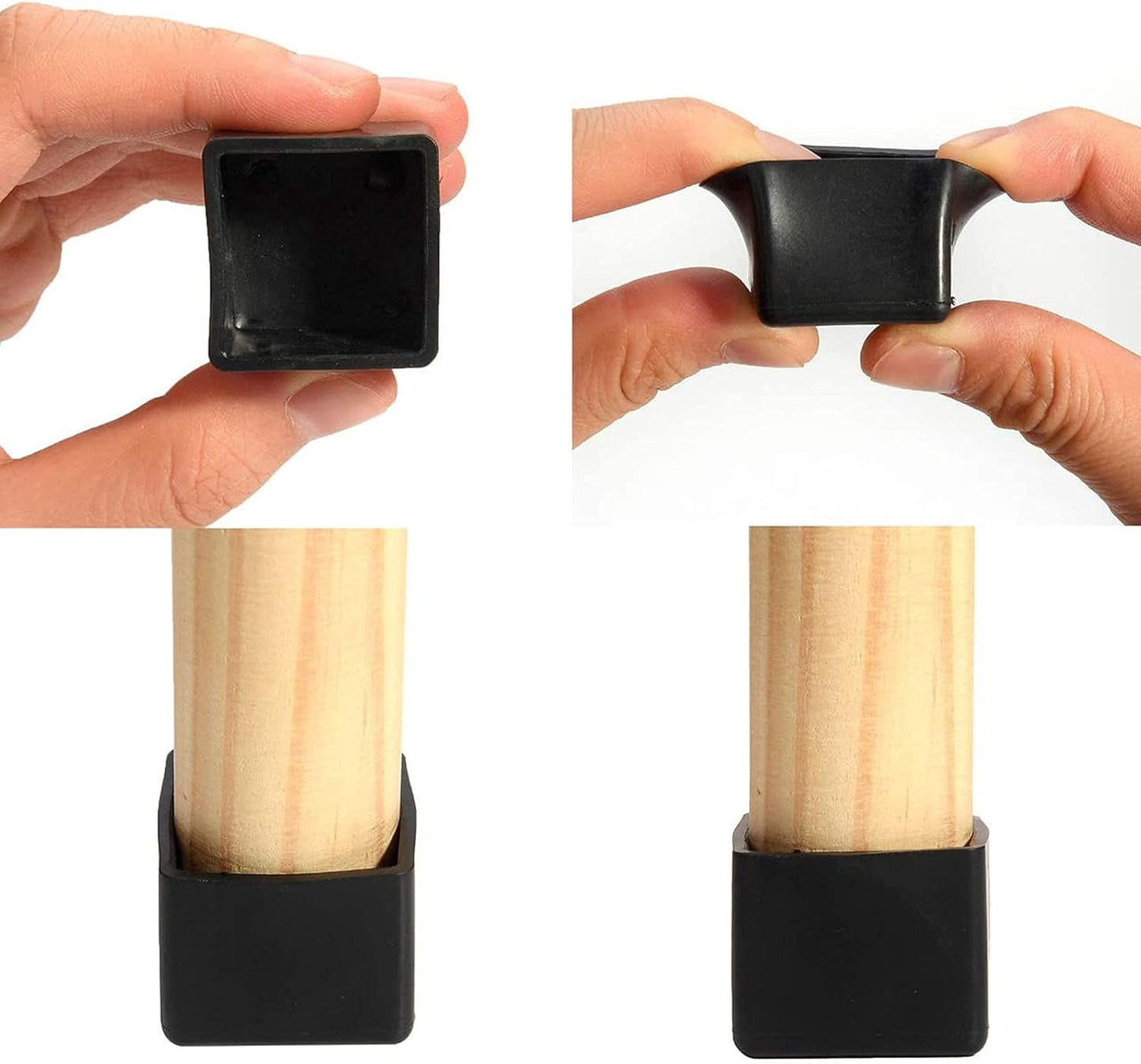 10 Pcs Black Square Anti-Slip Rubber Leg Tips Chair Leg Caps Furniture Floor Protectors Chair Table Bar Stool Leg Covers Furniture Leg Cube Feet 2.36 Inch x 2.36 Inch (60 x 60mm)