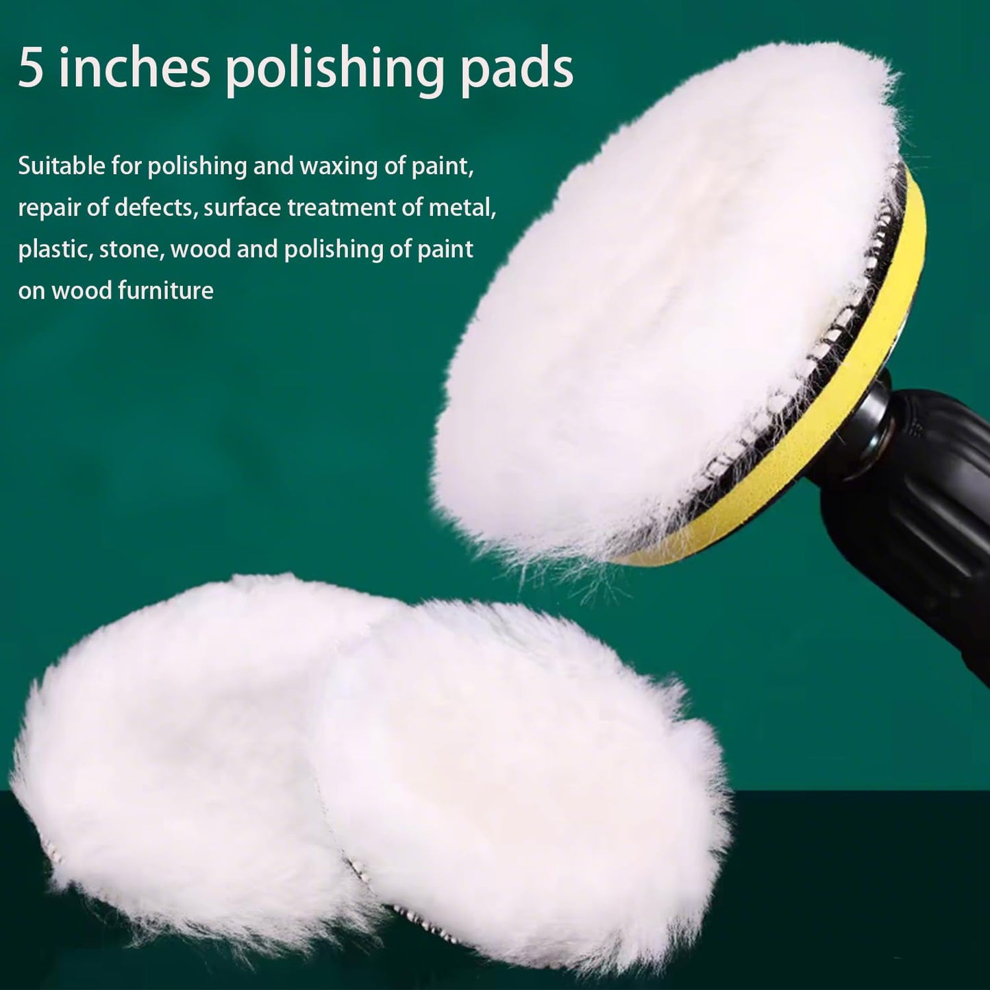 5 inches Wool Buffing Pads polishing Soft Sheepskin for Car, Furniture, Glass & More with Hook and Loop(Packs of 2)