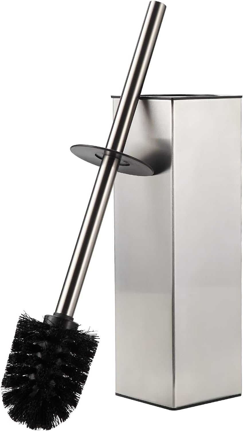 BGL Toilet Brush Holder Freestanding,Brushed Nickel,304 Stainless Steel,SUS304 Toilet Bowl Brush and Holder for Bathroom - Space Saving,Sturdy,Deep Cleaning,Covered Brush