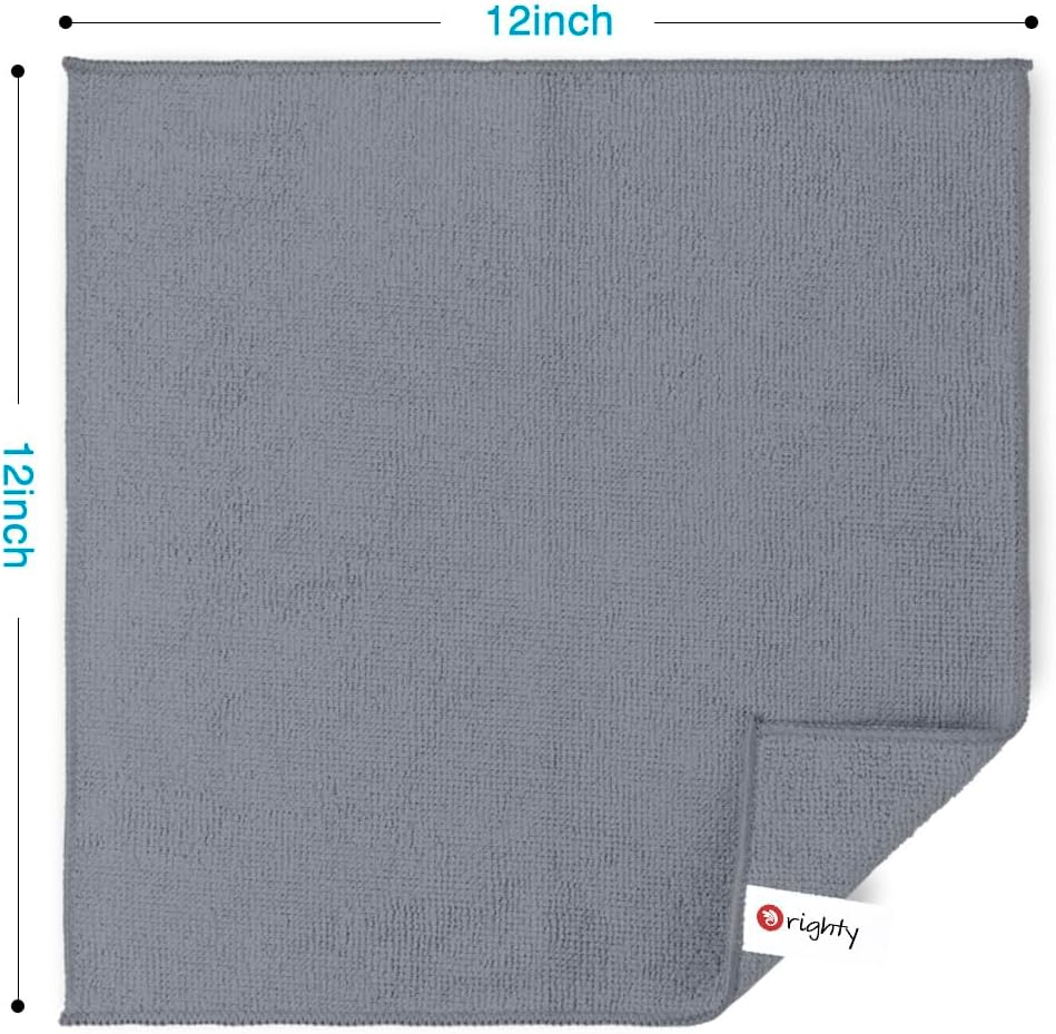 Orighty Microfiber Cleaning Cloth, 12 Pack Microfiber Towels for Cars, Highly Absorbent Car Cleaning Supplies, Lint Free Cloths Clean Rags for Car Care, House, Kitchen, 12x12 inch, Grey