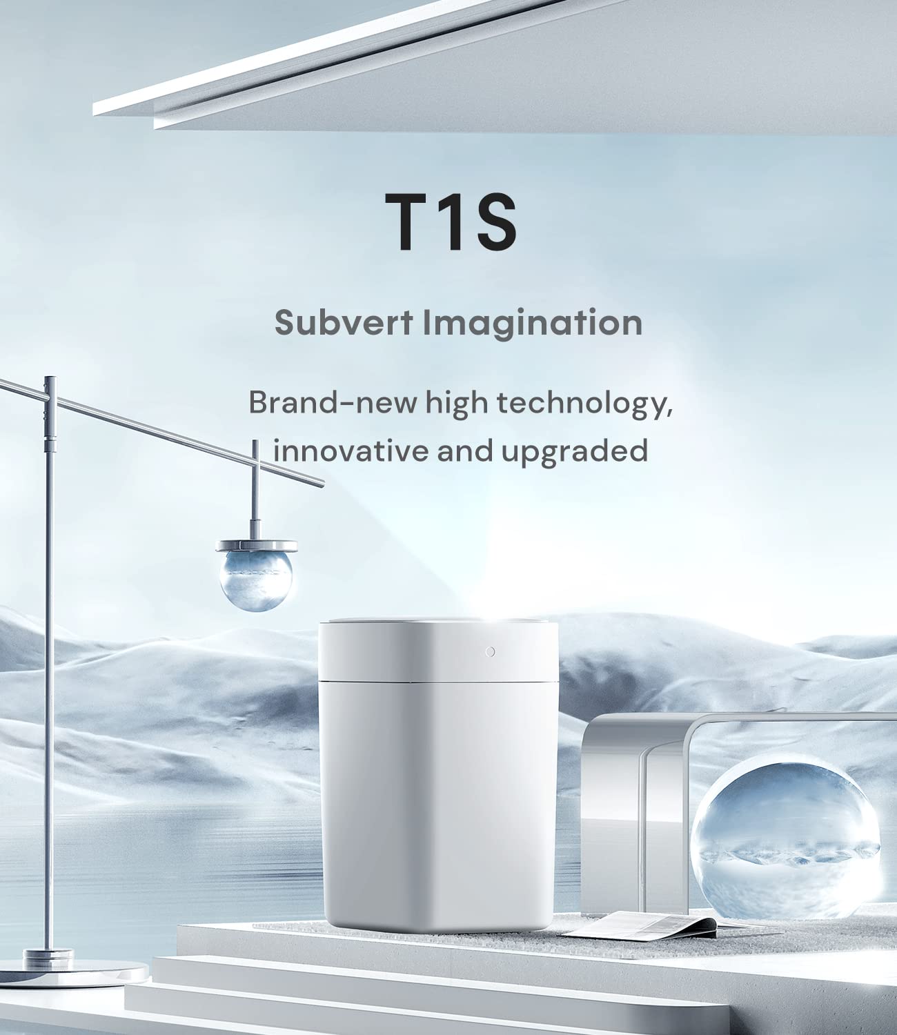 TOWNEW T1S 4.1 Gallon Automatic Self-Sealing and Self-Changing, Motion Sense Activated Trash Can, 2024 Upgrade Smart Garbage Can with Lid for Kitchen Bathroom Office, White