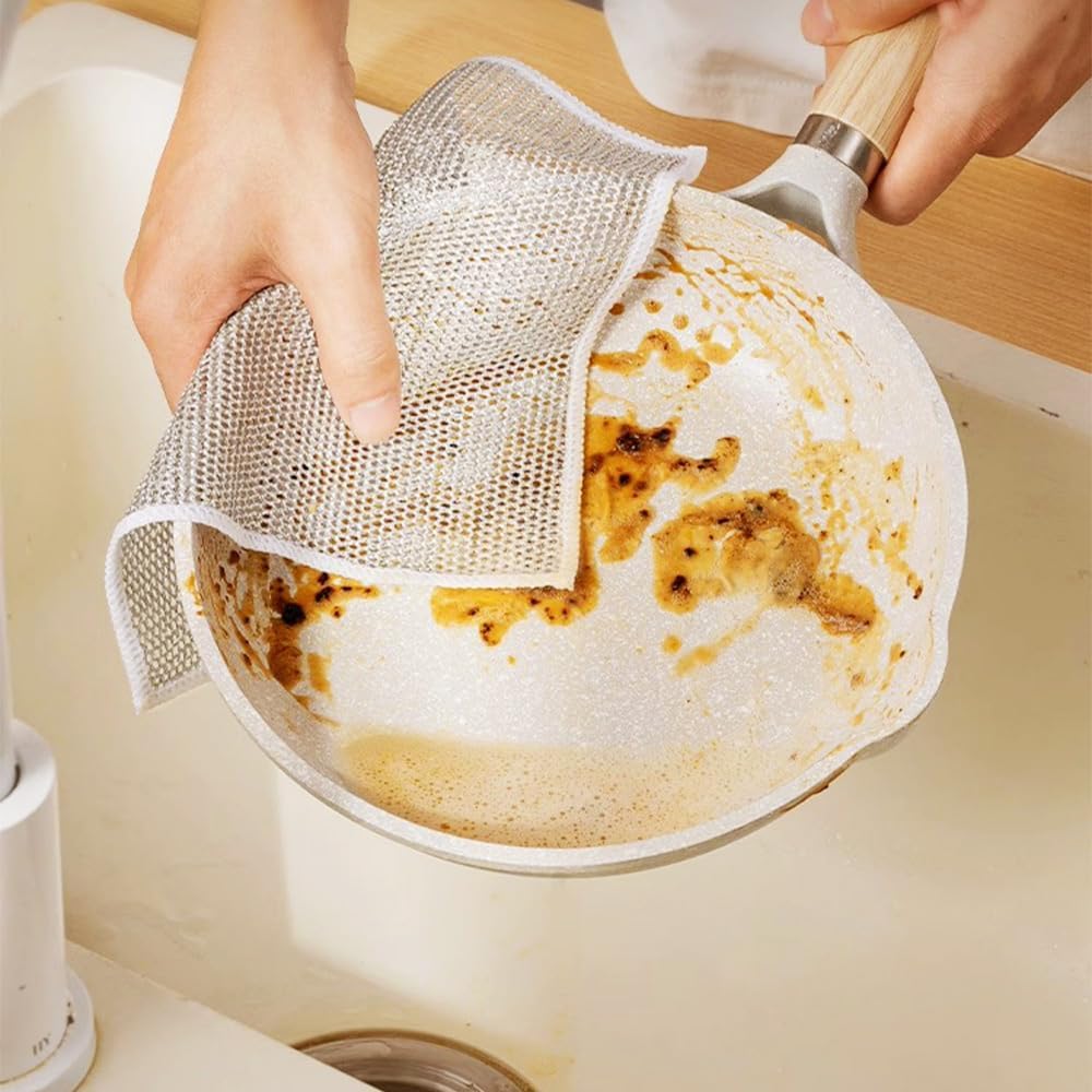 Multipurpose Wire Dishwashing Rags for Wet and Dry, 2024 New Reusable Non Scratch Wire Dishcloth, Premium Scrubbing Wire Dishwashing Rags for Scrubs Dishes, Sinks Cleans (10)