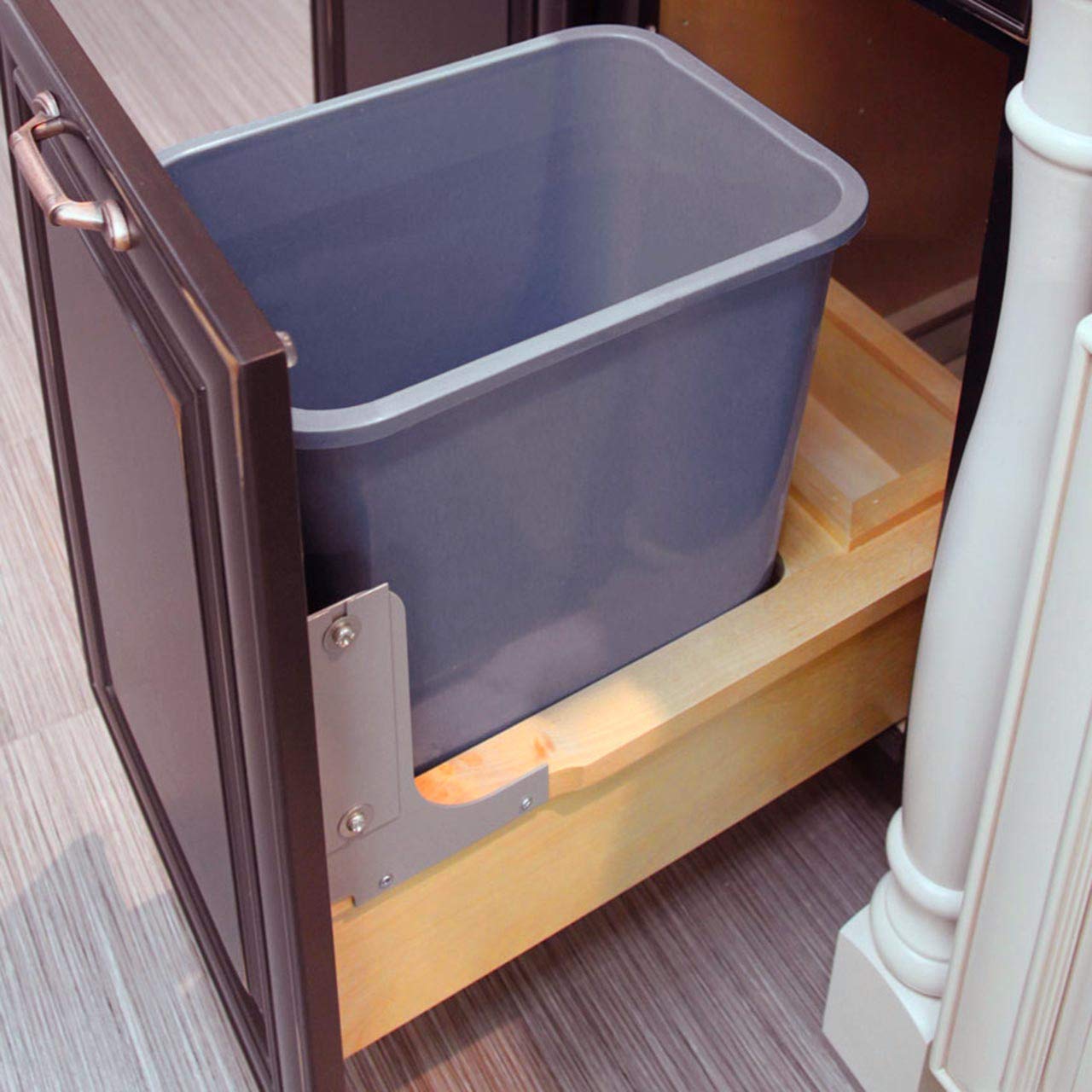 Dowell B15 Wood Base Wastebasket Pullout with 20Qt Plastic Bin (4006 0115)