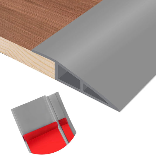 Floor Transition Strip Self Adhesive Vinyl Door Threshold for Doorways Carpet Edging Trim Overlap Edge Reducer for Laminate Floor, Carpet, Tile (Gray, 1/5" to 2/5", 3.3Ft)