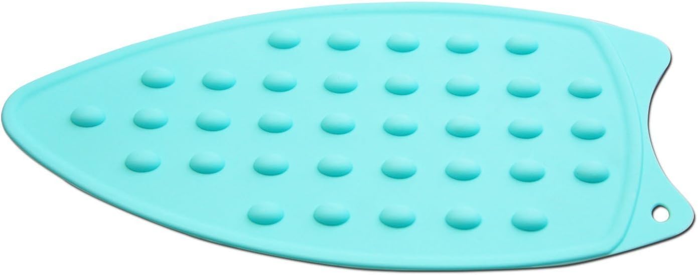 LeLehome Silicone Anti-Slip Iron Rest Pad for Ironing Board Hot Heat Resistant Steam Compact Mat Blue Green, Teal