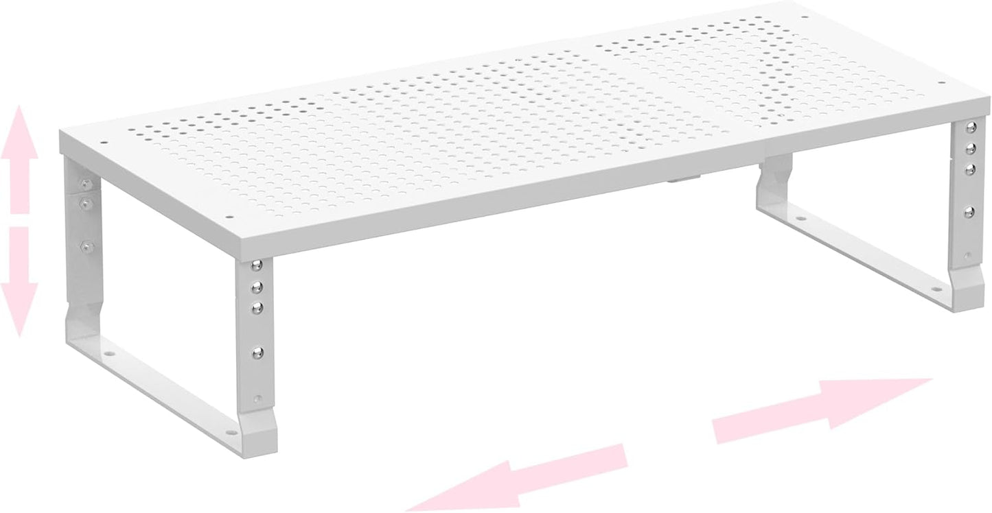 Metal Stackable Expandable Storage Shelf - Multi-Functional Home Storage Shelf, Suitable for Kitchen, Cabinet，Bathroom, Office, Garage, etc.（1PACK/White/Medium